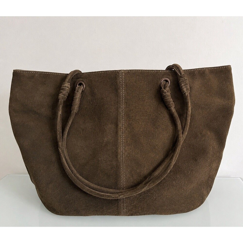 Brown Suede Leather Boho Slouchy Tote Bag Large Shoulder Handbag